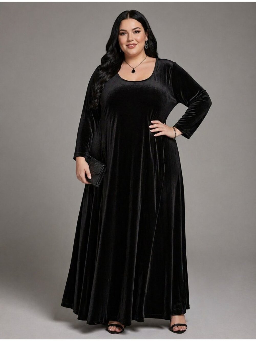 Soft Surroundings Santiago Stretch Velvet Maxi Dress Plus Size 3X NEW